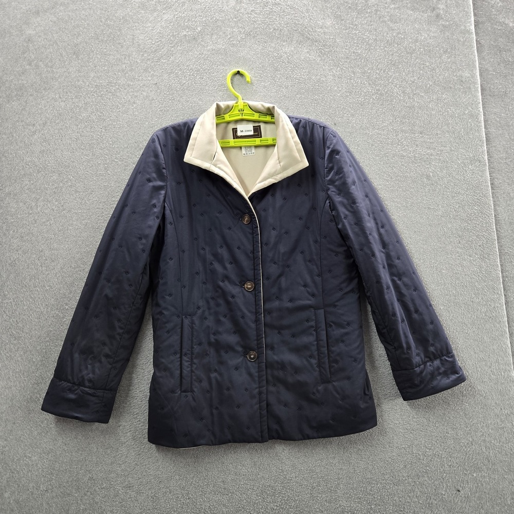 Loro Piana Women Jacket 46 Navy Roadster Embroidered Suede Cuffed Italy